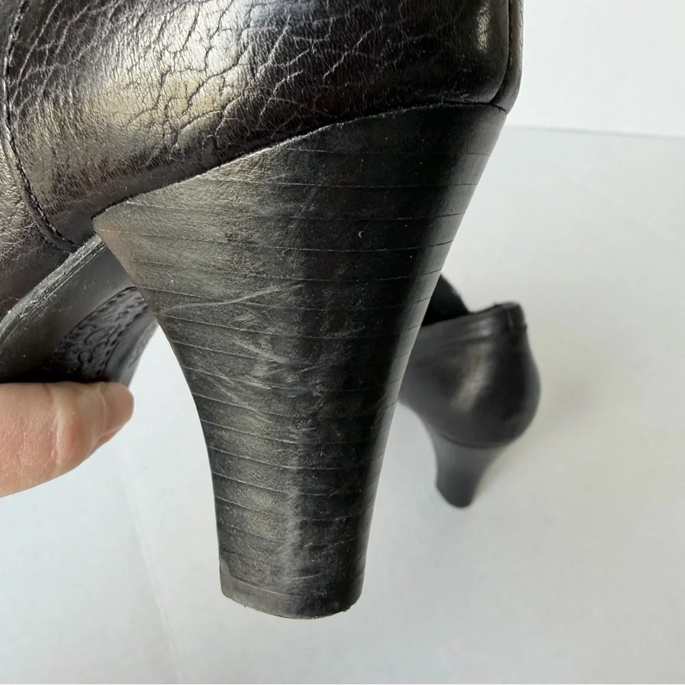 Born Crown Black Leather 3‎ Inch Heels Granny Witchy Academia Women’s 8